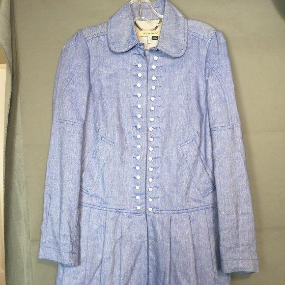 Vintage See By Chloe Sailor Chambray Denim Pleated Shirt Dress - Picture 3 of 9